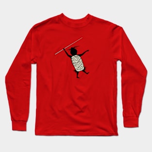 Javelin Throwing Cute Cave Person Long Sleeve T-Shirt
